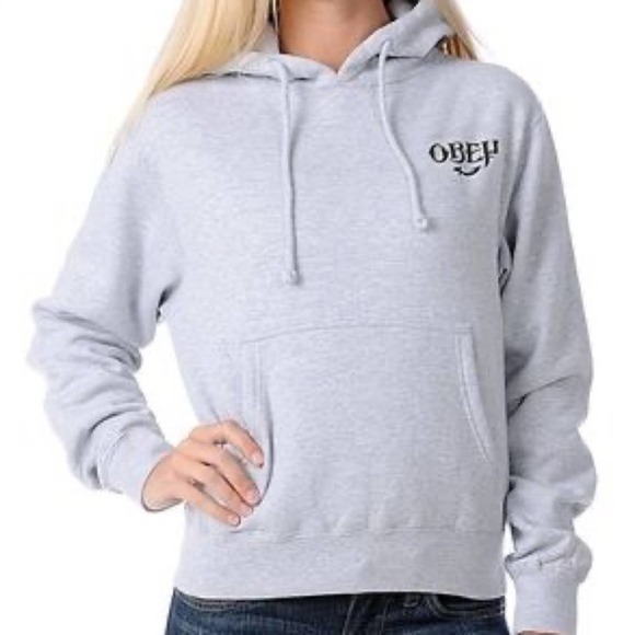 Obey Top Sweatshirt Hoodie Graphic Elephants Gray Gold Black White Size XL - Picture 2 of 10